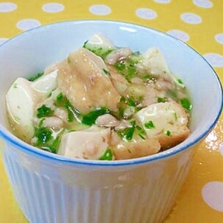 【離乳食】厚揚げのとろみ煮(鶏ミンチ&小松菜)